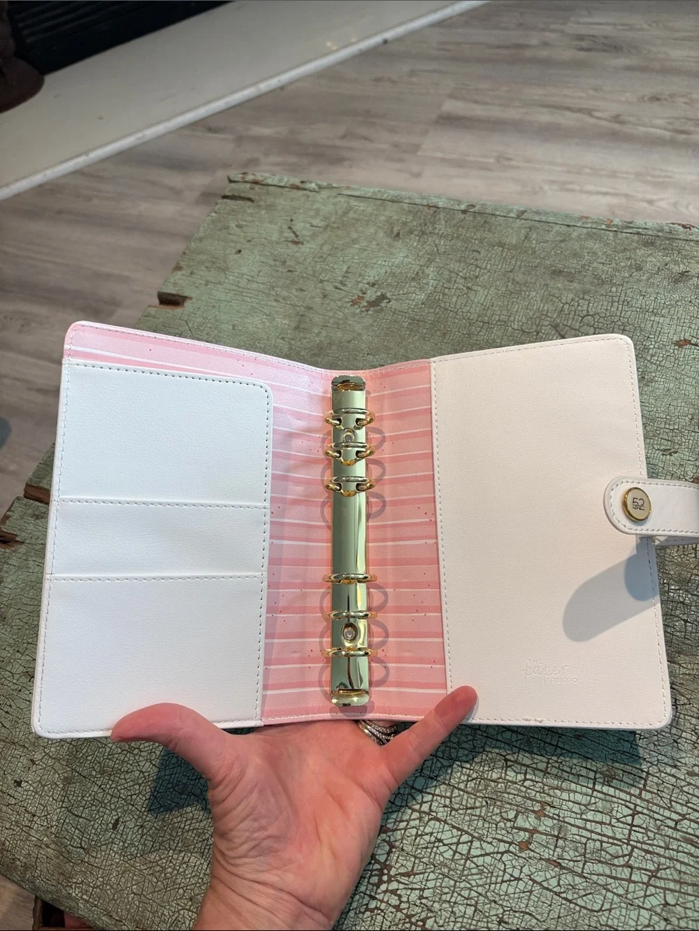 The Paper Studio Floral Bee 6-Ring Planner Binder Pink Gold Foil